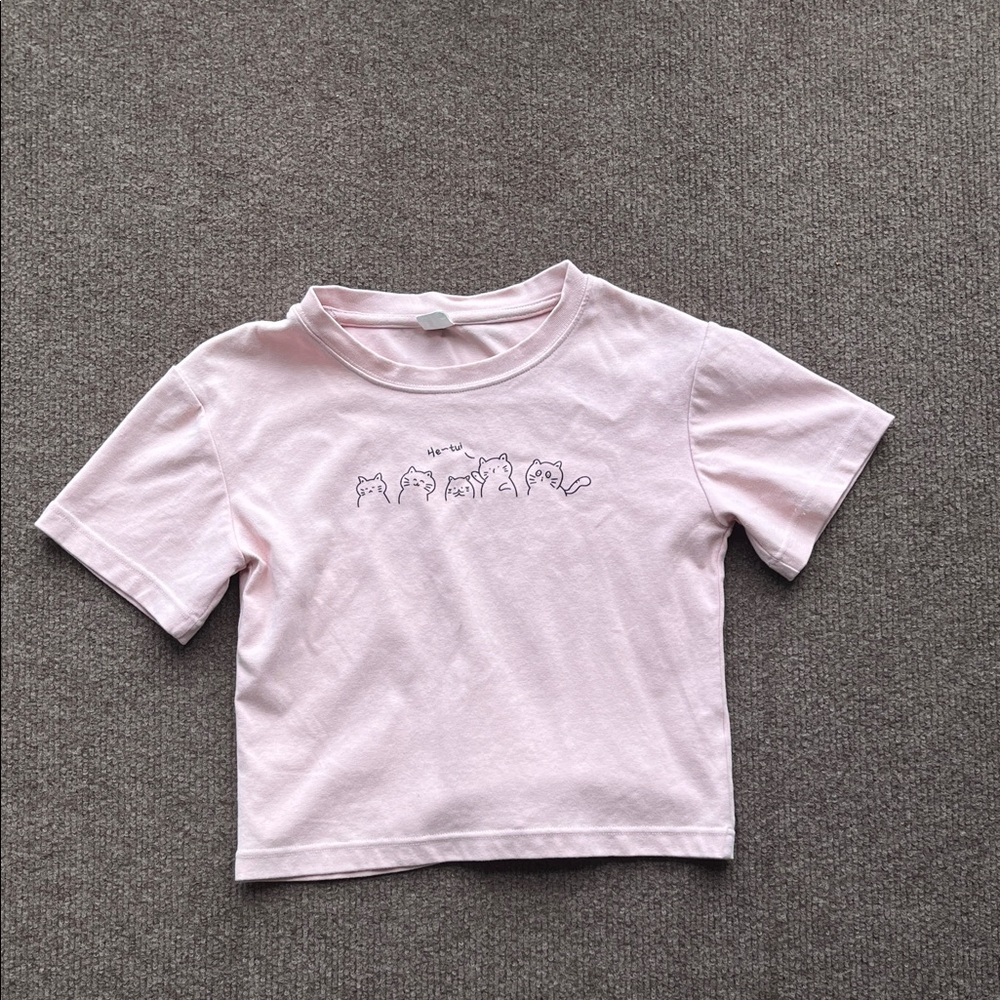 Kids Pink Cat Graphic Tee